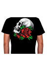 Kuru Kafa Skull Rose Gun's Tişört Unisex T-shirt