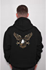 Kara Kartal Balck Eagle Yırtıcı Vahşi Sweatshirt Unisex Kapüşonlu Hoodie