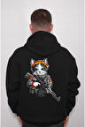 Asker Solider Cat Kedi Warrior Savaşçı Sweatshirt Unisex Kapüşonlu Hoodie