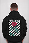 Make Love Rose Gül Guns Retro Sweatshirt Unisex Kapüşonlu Hoodie