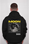 Moon Ay Uzay Space Boşluk Happy Moon Sweatshirt Unisex Kapüşonlu Hoodie