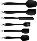 Yanmaz Yapışmaz Silikon 6'lı Mutfak Seti, Spatula, Kaşık, Bıçak, Yumurta Fırçası, Çok Amaçlı