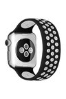 Mey İthalat®   Watch 38mm Ayarlı Delikli Silikon Kordon - Siyah-Beyaz
