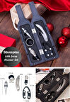 5 Parça Çelik Şişe Açacağı Seti Dekoratif Kılıf ile Şık Hediye Seti , Wine Opener Gift Set