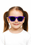 Kids Güneş Gözlüğü Mor Çekik Çerçeve UV 400 Korumalı CE Belgeli Çocuk Güneş Gözlüğü