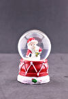 Noel Baba ve Kardan Adam Temalı Mini Boy Işıklı  Yılbaşı Kar Küresi 6.5 cm D