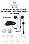 Wearfitpro BT22 Bluetooth 5.0 Destekli Kask Kulaklığı İntercom Motosiklet Kulaklığı