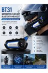 BT31 Motosiklet Kask Bluetooth Kulaklık Interkom Su Geçirmez Moto Intercomunicador Bluetooth V5.2 Led Işıklı Kask Kulakığı Otomatik Çağrı Cevaplama intercom