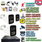 3 KAMERALI 500GB HDDLİ İNSAN YÜZ ARAÇ HAREKET ALGILAYAN GECE RENKLİ GÖSTEREN GÜVENLİK KAMERASI SETİ