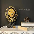 Aslan başı heykeli figürü – salon dekorasyonu için şık bir El yapımı obje- Mükemel Özgün Tasarım