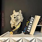 El Yapımı Kurt Büst Heykeli Altın Tüy Tabanlı – Eşsiz Ev Dekoru - Mükemel orijinal tasarım