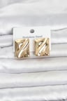 316L Çelik Gold Renk Plaka Model Kadın Küpe 5886