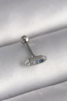 316L Çelik Gümüş Renk Mavi Zirkon Taşlı Tragus Piercing 5886