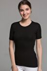 Kadın Siyah Termal Kısa Kol İçlik