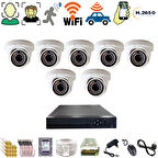 7 DOME KAMERALI İNSAN ARAÇ YÜZ ALGILAYAN GÜVENLİK KAMERA SETİ