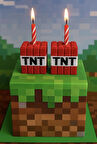 Minecraft TNT Mumluk – 2’li Blok Mumluk Seti – Doğum Günü Pastası Süsü