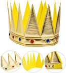 Altın Renk Eva Yumuşak Kral Kraliyet Tacı Yetişkin Çocuk Uyumlu 55 cm