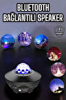Çocuklara Özel Şarjlı Bluetooth Hoparlör Parti Led Lambası Yıldızlı Projeksiyon