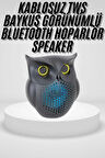 Siyah Bluetooth Hoporlör Baykuş Speaker Bluetooth 5.0 Bağlantılı