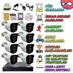 8 KAMERALI GECE RENKLİ GÖSTEREN İNSAN YÜZ ARAÇ HAREKET ALGILAYAN 500GB HDDLİ GÜVENLİK KAMERASI SETİ