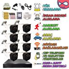 8 KAMERALI 500GB HDDLİ İNSAN YÜZ ARAÇ VE HAREKET ALGILAMALI GÜVENLİK KAMERASI SETİ 406 MODELİ