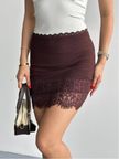 Bordo Bodycon Mini Etek