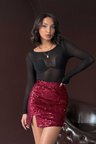 Bordo Bodycon Mini Etek