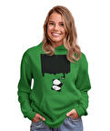 Boyacı panda ön baskılı  sweatshirt kadın