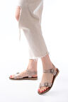 205-091 Bej Ortopedik Hakiki Deri Kadın Sandalet