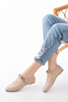 İNF-6363 Bej Baret Tokalı Günlük Kadın Ayakkabı