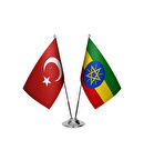 Etiopya ve Türkiye İkili Masa Bayrağı Seti