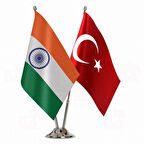 Hindistan ve Türkiye İkili Masa Bayrağı Seti