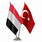 Yemen ve Türkiye İkili Masa Bayrağı Seti