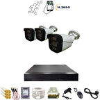 3 KAMERALI 4 WARM LEDLİ GECE RENKLİ GÖSTEREN 1080P PLASTİK KASA GÜVENLİK KAMERA SETİ