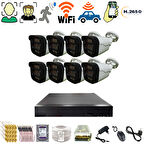 8 KAMERALI 4 WARM LEDLİ GECE RENKLİ GÖSTEREN 1080P PLASTİK KASA GÜVENLİK KAMERA SETİ