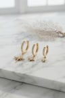 Gold Renk Kutup Yıldız Model 3 lü Küpe Seti