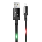 DC09 Ses Duyarlı Işıklı Micro USB Kablo 1M 2A - Siyah