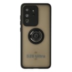 Galaxy S20 Ultra Kılıf Montreal Yüzüklü Silikon Kapak - Siyah