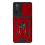 Erdo Ticaret Galaxy S20 FE Kılıf Silikon Kırmızı Lens Korumalı Yüzüklü