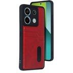 Redmi Note 13 Pro 4G Kılıf Sara Kartvizitli Deri Kılıf - Kırmızı