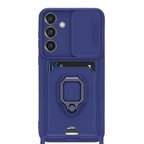 Galaxy S25 Plus Kılıf Zuma Kartvizitli Yüzüklü Silikon - Lacivert