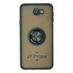 Galaxy J7 Prime Kılıf Montreal Yüzüklü Silikon Kapak - Yeşil