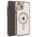 iPhone 14 Kılıf Joke Simli Magneticsafe Kılıf - Gold
