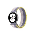 Galaxy Watch 4 Hasırlı Cırtcırtlı Kordon - Gri-Beyaz