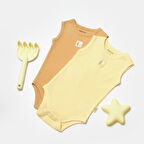  2'li Askılı Body Zıbın 9013 Sarı - Kahverengi