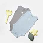  2'li Askılı Body Zıbın 9014 Mavi - Gri