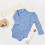 2'li Uzun Kollu Body Zıbın 11315 Ekru - Lavanta