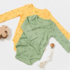 2'li Uzun Kollu Body Zıbın 11316 Limon - Badem Yeşili