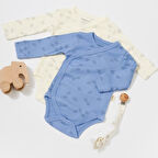 2'li Uzun Kollu Kruvaze Body Zıbın 11318 Ekru - Lavanta