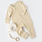 Fermuarlı Tulum 3033 krem